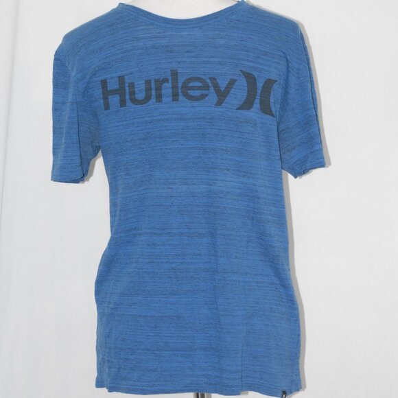 Hurley Mens Medium Blue Shirt Black Heathered Stripes Skateboard Top EUC - Picture 1 of 3